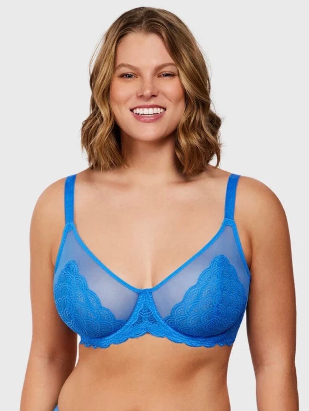 HSIA Mermaid Scales Lace Unlined Bra Azure Sky 40DDD NEW